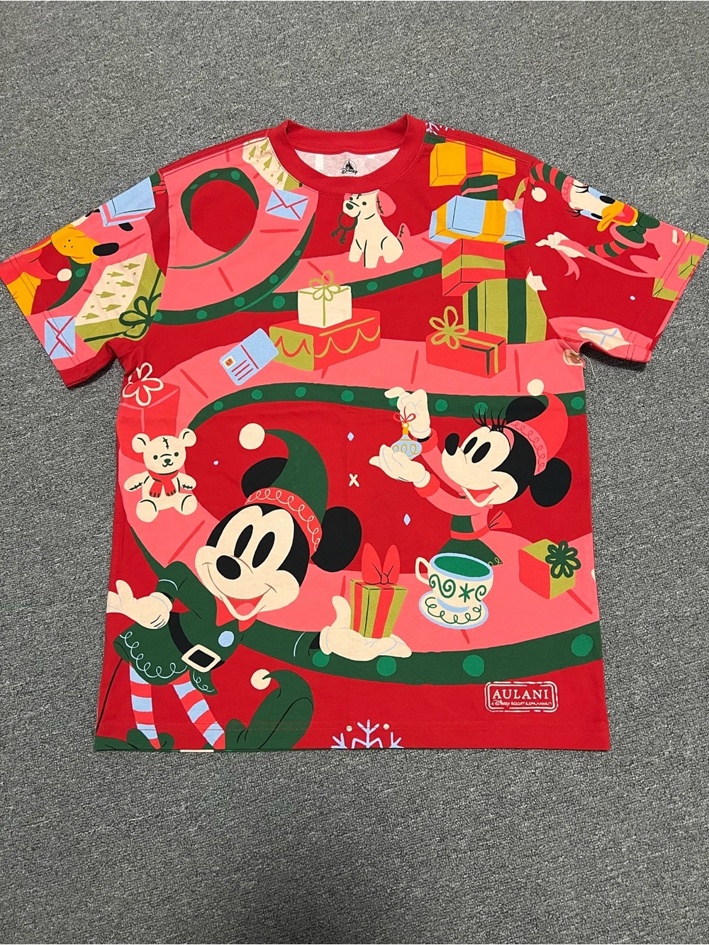 Disney Red Holiday Mickey & Minnie Graphic Tee Adult Unisex M